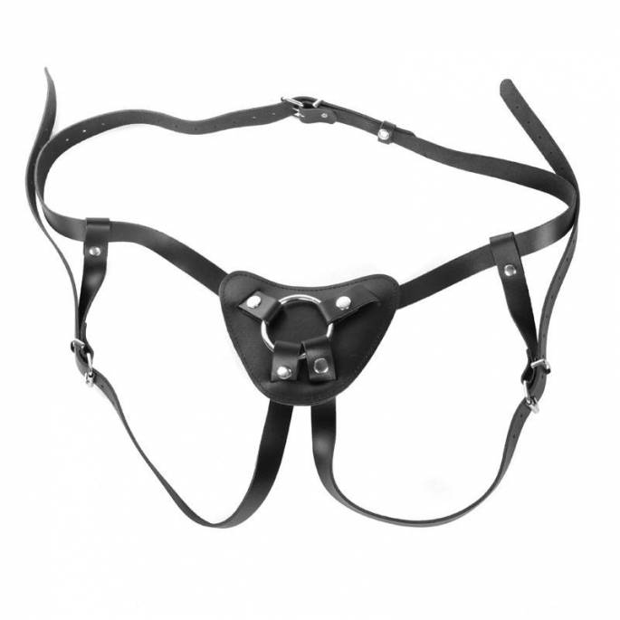 HARNAIS POUR GODE CUIR NOIR RIGIDE