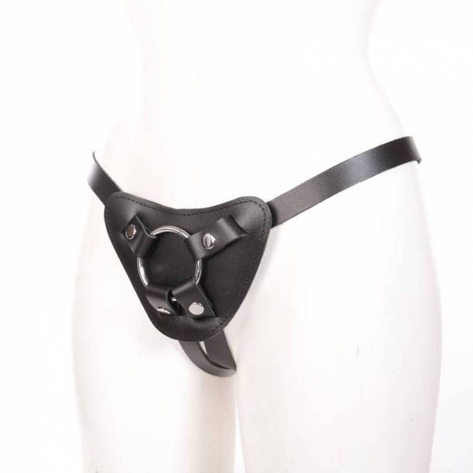 HARNAIS POUR GODE CUIR NOIR RIGIDE