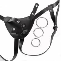 HARNAIS POUR GODE CUIR NOIR RIGIDE