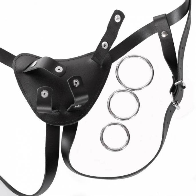 IMBRACATURA PER DILDO IN PELLE NERA