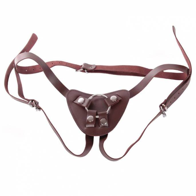 DILDOGESCHIRR AUS BRAUNEM LEDER