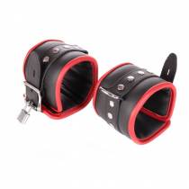 CHEVILLERES CADENASSABLES CUIR NOIR ET ROUGE