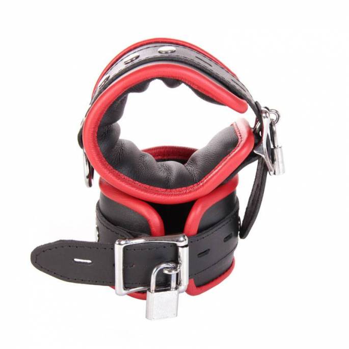 MENOTTES CADENASSABLES CUIR NOIR ET ROUGE