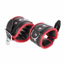 MENOTTES CADENASSABLES CUIR NOIR ET ROUGE