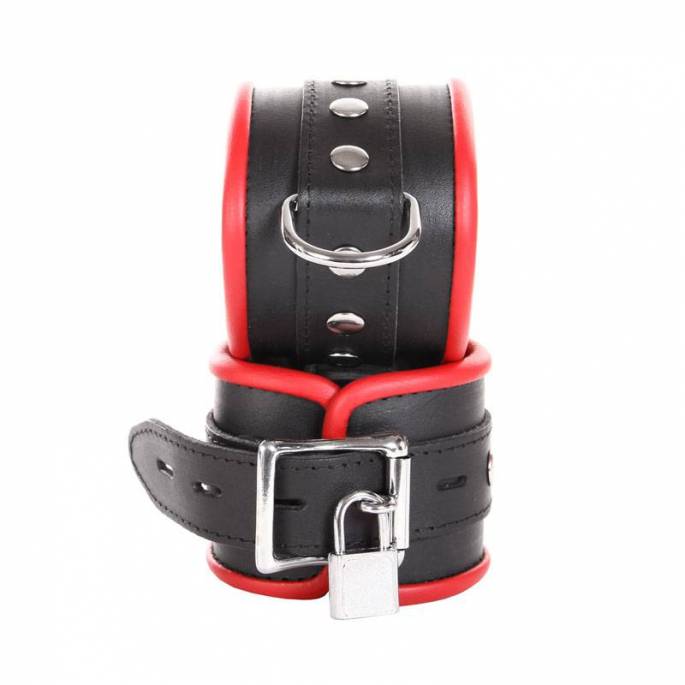 MENOTTES CADENASSABLES CUIR NOIR ET ROUGE