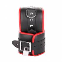 CHEVILLERES CADENASSABLES CUIR NOIR ET ROUGE