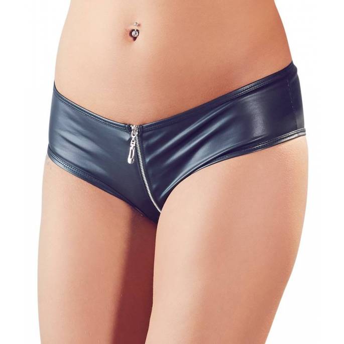 MICRO SHORT WETLOOK SCHWARZ