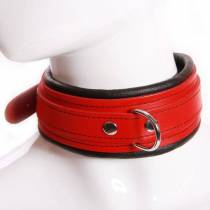 COLLIER CUIR ROUGE /NOIR