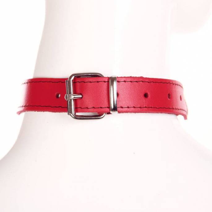 ROTES LEDERHALSBAND + RING