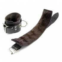 BLACK LEATHER HANDCUFFS