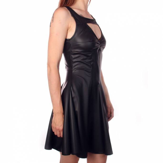 KURZES AUSGESTELLTES WETLOOK-KLEID