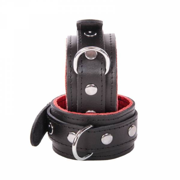 HANDCUFFS RED/ BLACK FINE LEATHER BASIC