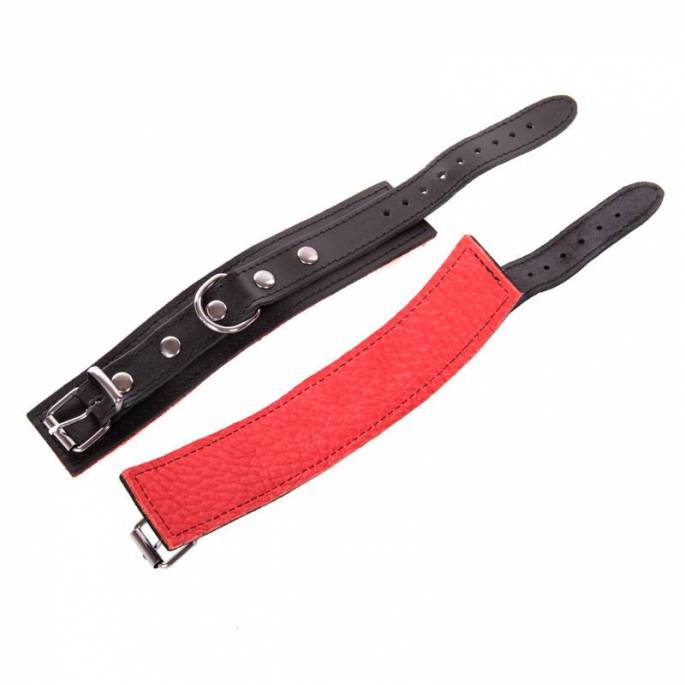 HANDSCHELLEN LEDER ROT/ SCHWARZ FEIN BASIC