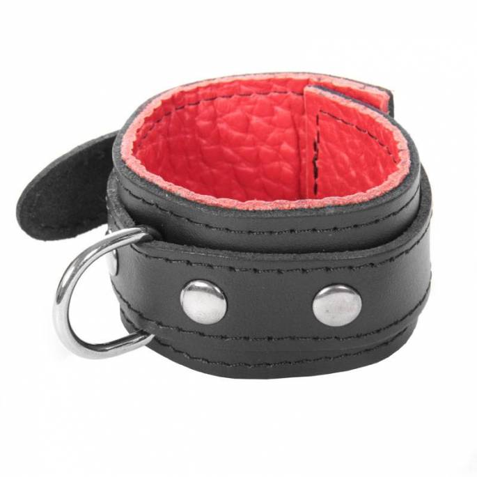 HANDSCHELLEN LEDER ROT/ SCHWARZ FEIN BASIC