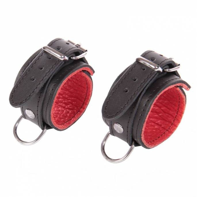 HANDSCHELLEN LEDER ROT/ SCHWARZ FEIN BASIC