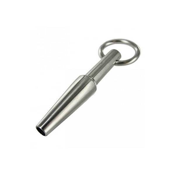 URETERPLUG AUS ROSTFREIEM STAHL. DURCHBOHRT+RING