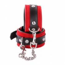 CAVIGLIE IN PELLE NERA CAMOSCIO ROSSO