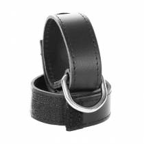 MENOTTES CUIR NOIR VELCRO + MOUSQUETON