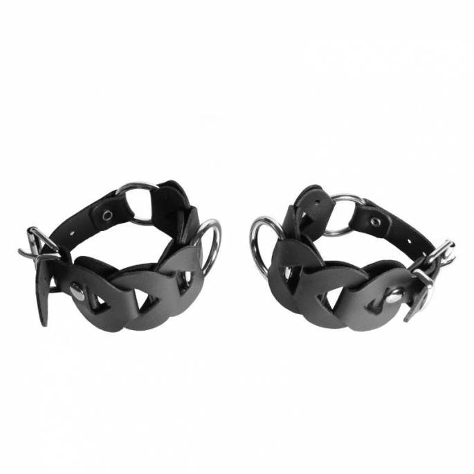 HANDSCHELLEN GEFLOCHTENES LEDER SCHWARZ