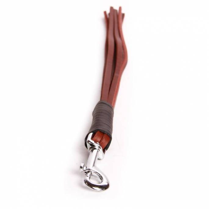 MARTINET CUIR MARRON 6 BRINS MOUSQUETON