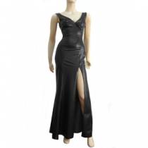 LANGES SCHWARZES LATEXKLEID