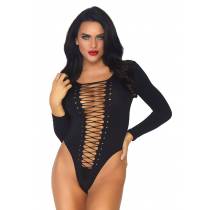 BODY OPAQUE MANCHES LONGUES LACET DEVANT