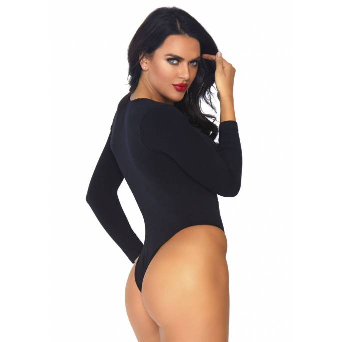 BODY OPAQUE MANCHES LONGUES LACET DEVANT