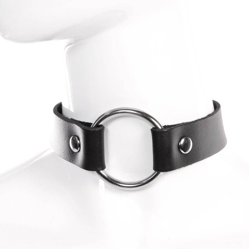 BDSM NECKLACE - Leather ring necklace