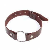 COLLIER ANNEAU CUIR MARRON