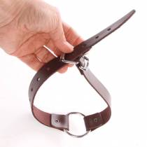 COLLIER ANNEAU CUIR MARRON