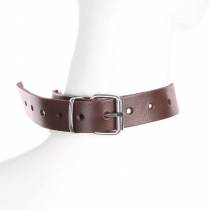 COLLIER ANNEAU CUIR MARRON