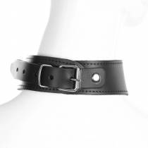 HALSBAND AUS SCHWARZEM LEDER MIT ZWEI RINGEN