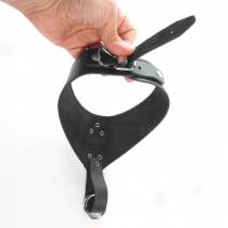 COLLIER CUIR NOIR DEUX ANNEAUX