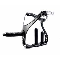 HARNESS DILDO LEDERGÜRTEL + 3 ABNEHMBARE DILDOS