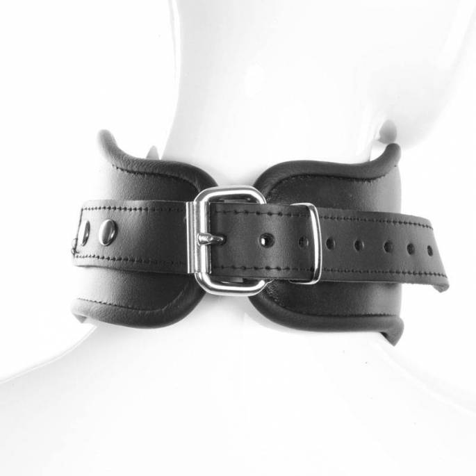 COLLIER MINERVE CUIR NOIR + GROS ANNEAU