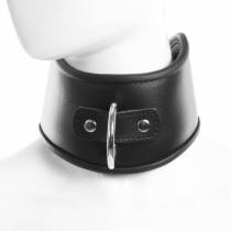 COLLIER MINERVE CUIR NOIR + GROS ANNEAU