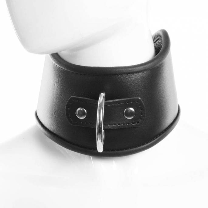 COLLIER MINERVE CUIR NOIR + GROS ANNEAU