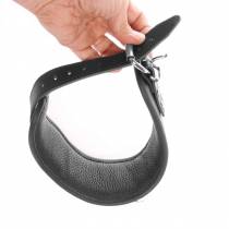 COLLIER MINERVE CUIR NOIR + GROS ANNEAU