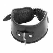 COLLIER MINERVE CUIR NOIR + GROS ANNEAU