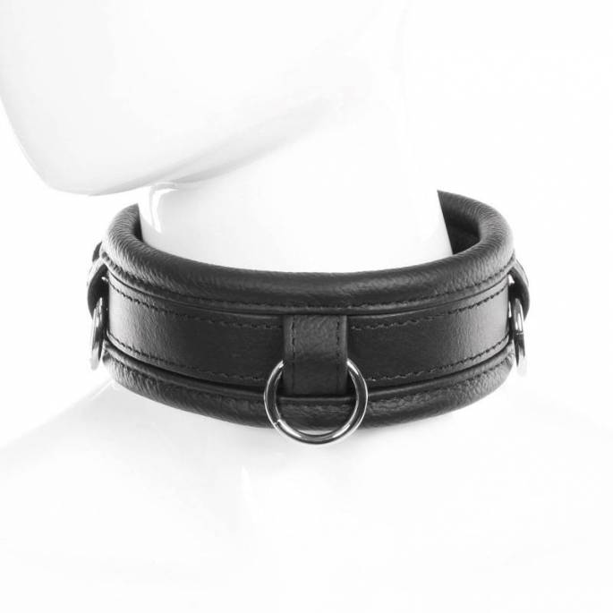 SCHWARZES LEDERHALSBAND