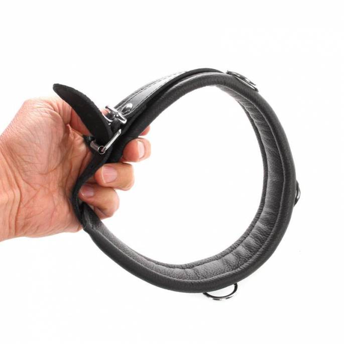 SCHWARZES LEDERHALSBAND
