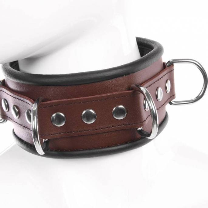 BROWN LEATHER NECKLACE + 4 RINGS