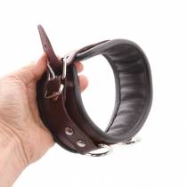 COLLIER CUIR MARRON + 4 ANNEAUX