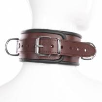 COLLIER CUIR MARRON + 4 ANNEAUX