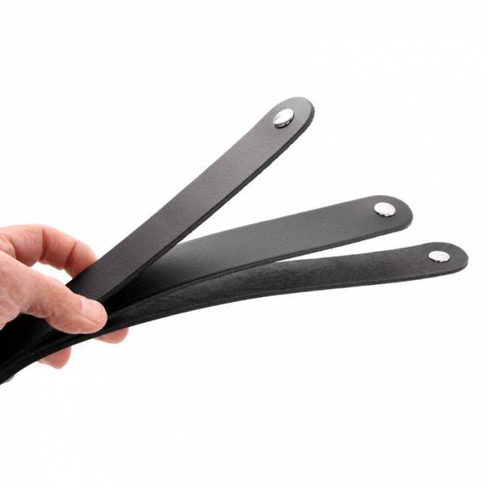 PADDLE SLAPPER CUIR NOIR 3 BANDES