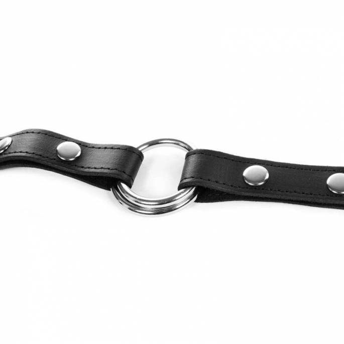 BAJONETT AUS SCHWARZEM LEDER + METALLRINGE