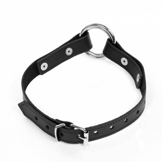 BAJONETT AUS SCHWARZEM LEDER + METALLRINGE