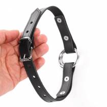 BAILLON CUIR NOIR + ANNEAUX METAL