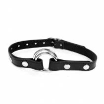 BAILLON CUIR NOIR + ANNEAUX METAL