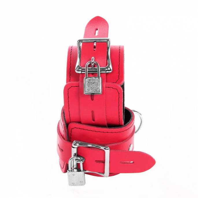 MENOTTES CUIR ROUGE CADENASSABLES